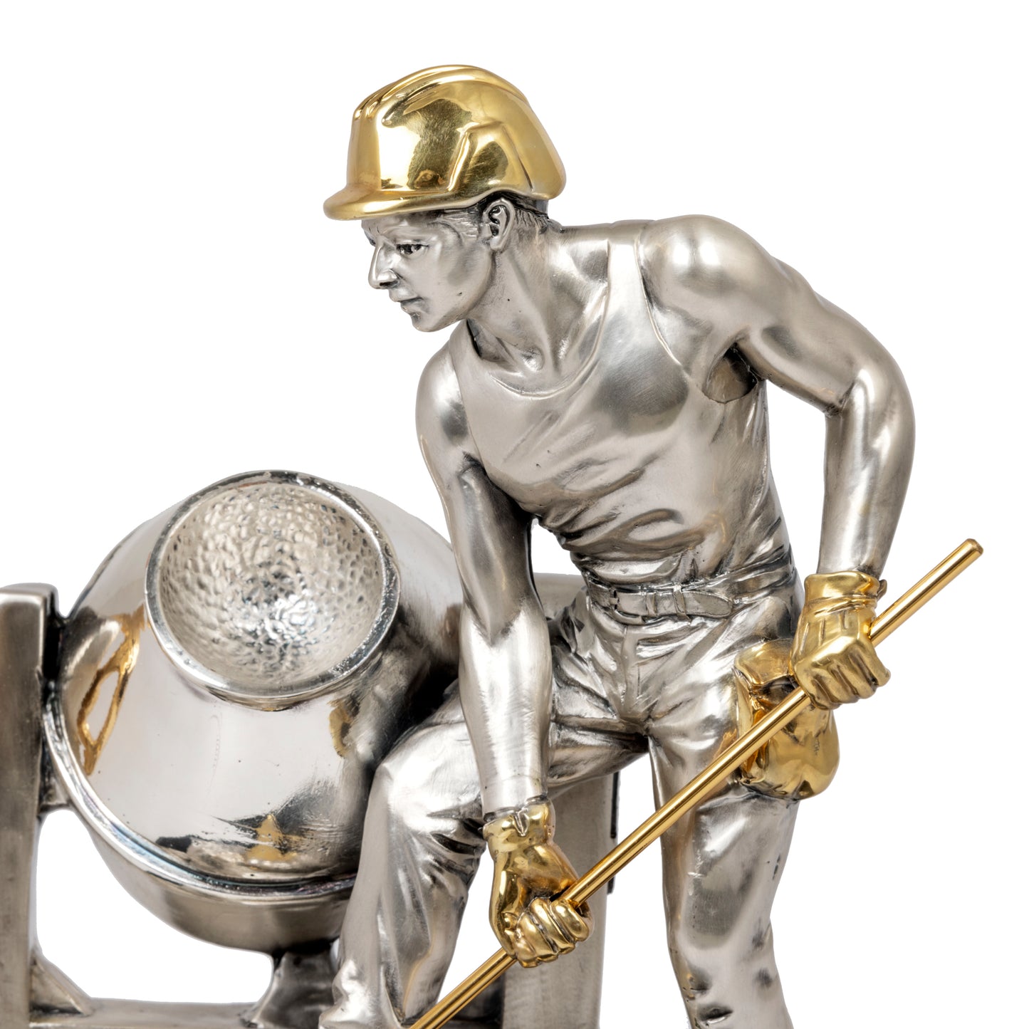 Rappresentazione di un muratore con attrezzatura da lavoro