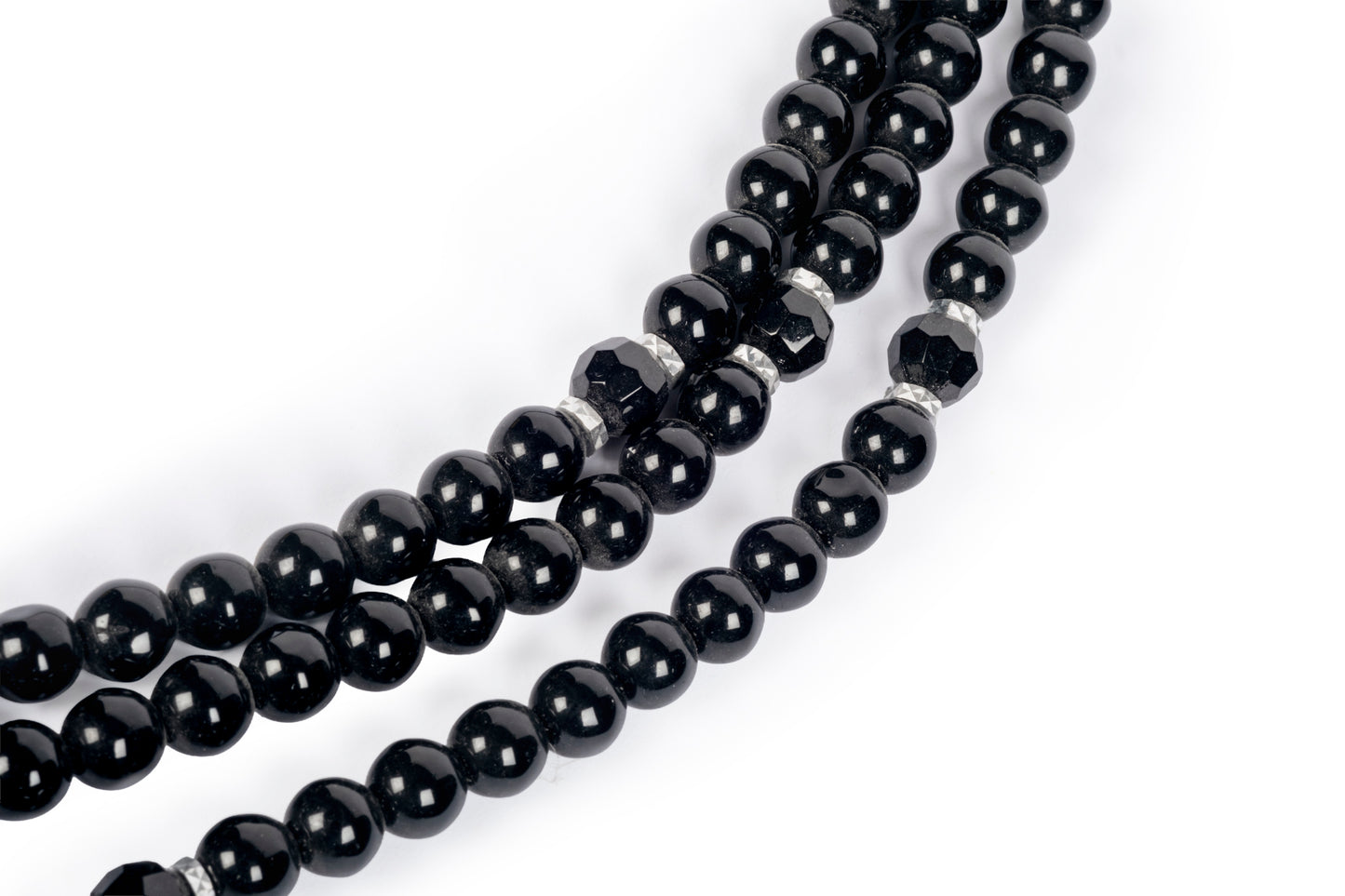 白黒クリスタルセンター3連ネックレス