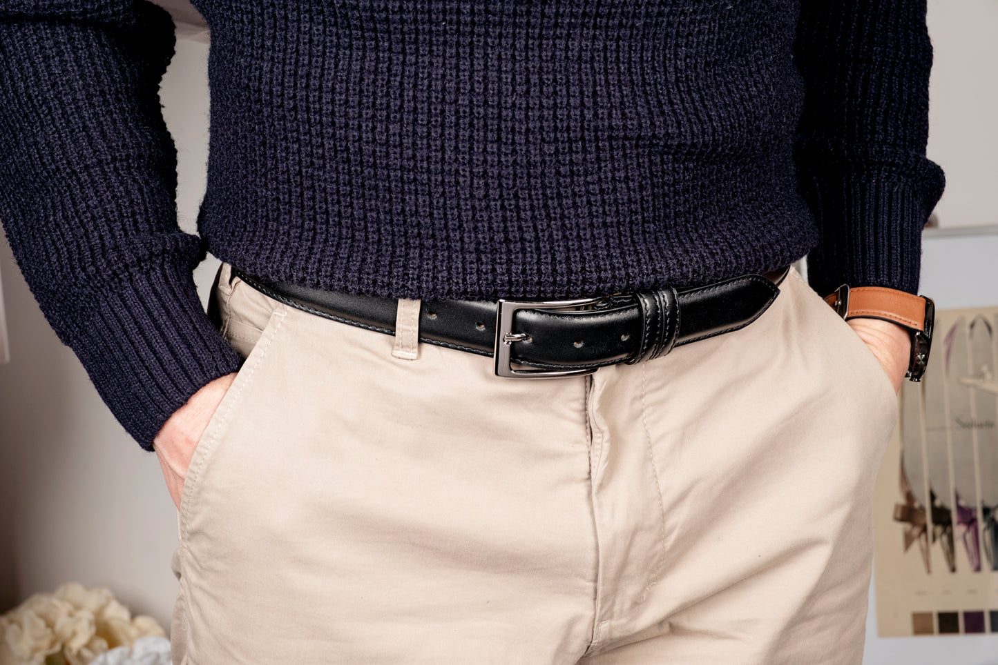 Cintura in vitello nero