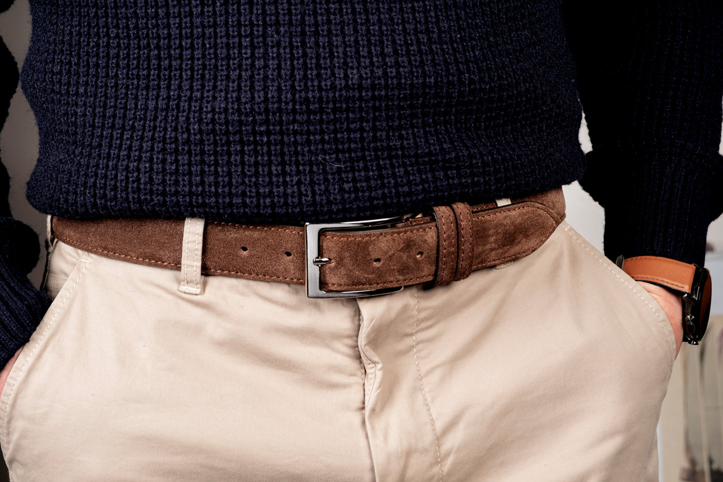 Cintura in scamosciato marrone