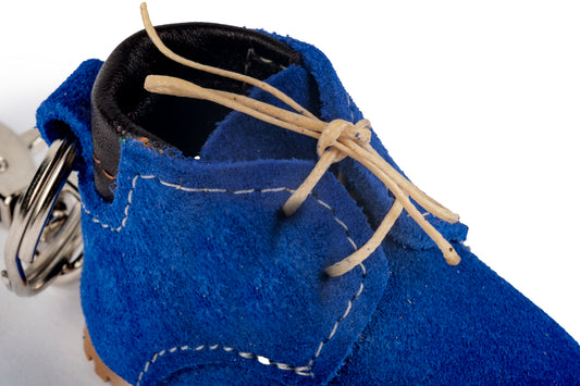 Portachiavi scarponcino blu in pelle