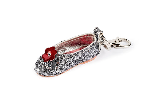 Portachiavi ballerina glitter argento