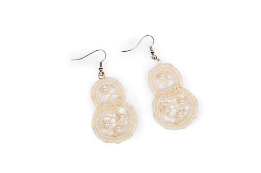 Orecchini merletto pendenti in seta e cotone