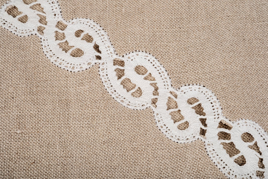 Shopper in puro lino con merletto a tombolo