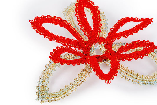 Decorazione fiore in merletto per albero di Natale