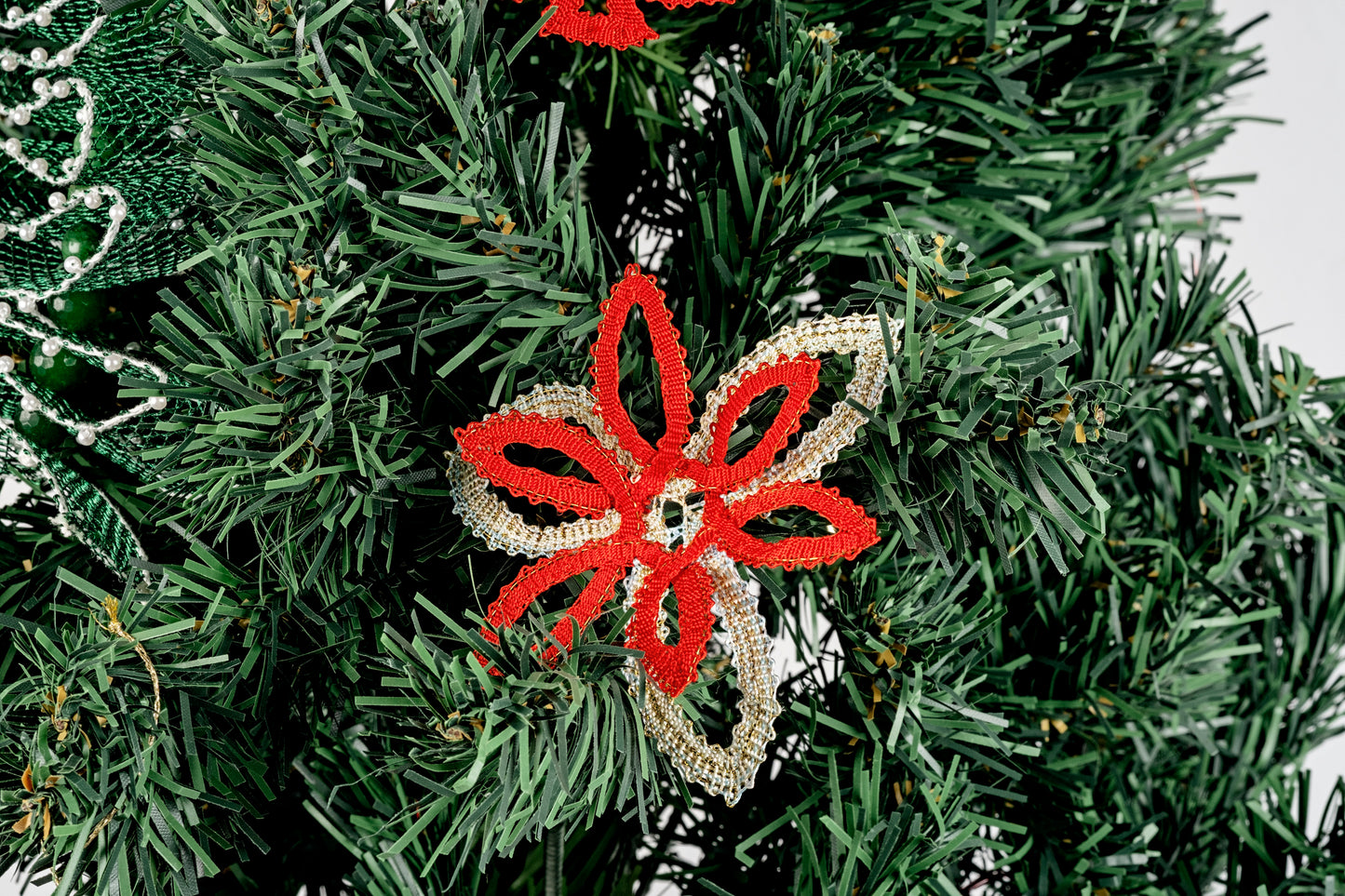 Decorazione fiore in merletto per albero di Natale