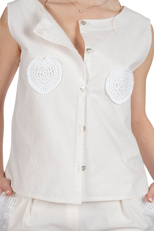 Completo Radici, gilet e pantalone in panno antico di lino e canapa