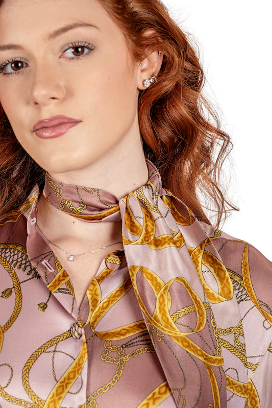 Completo Heritage Gold, camicia in seta vintage e gonna sartoriale