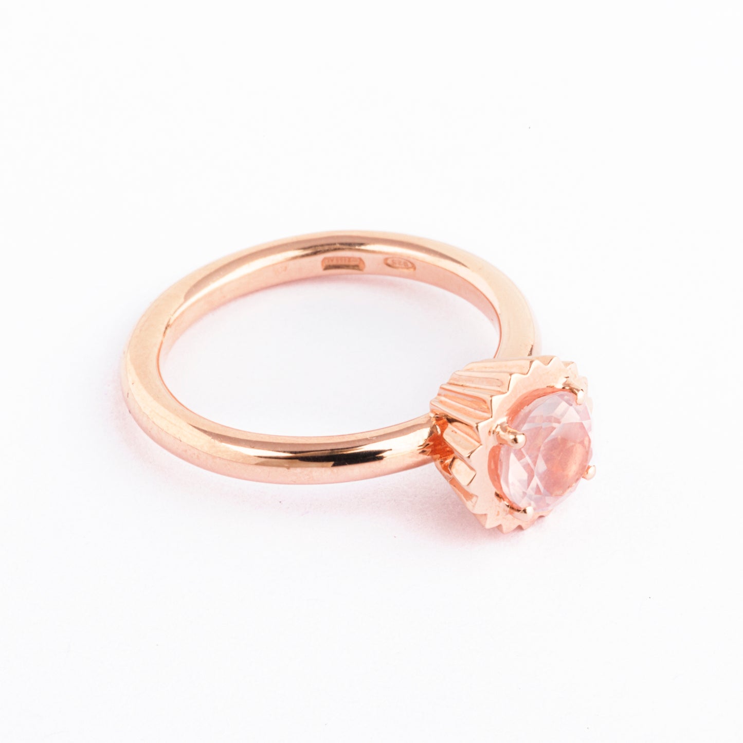 Anello Cupcake Quarzo rosa e Oro rosa - taglio a brillante