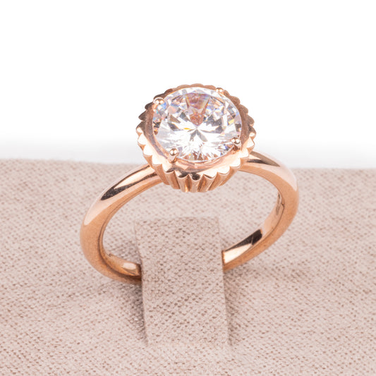 Anello Cupcake Quarzo rosa e Oro rosa - taglio a brillante