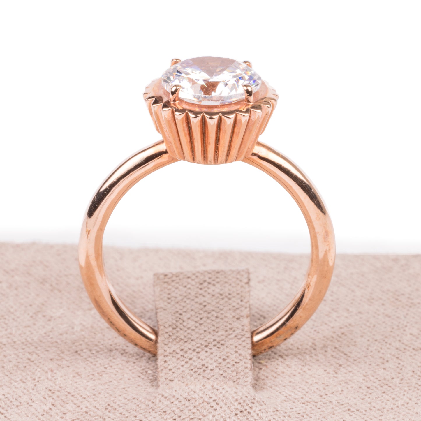 Anello Cupcake Quarzo rosa e Oro rosa - taglio a brillante
