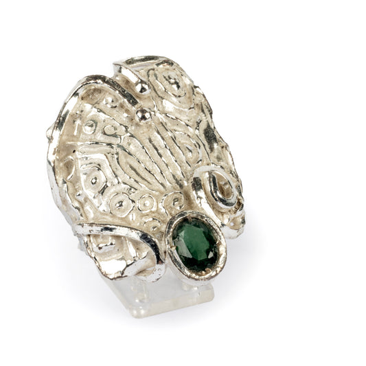 Anello argento 925 con tormalina verde