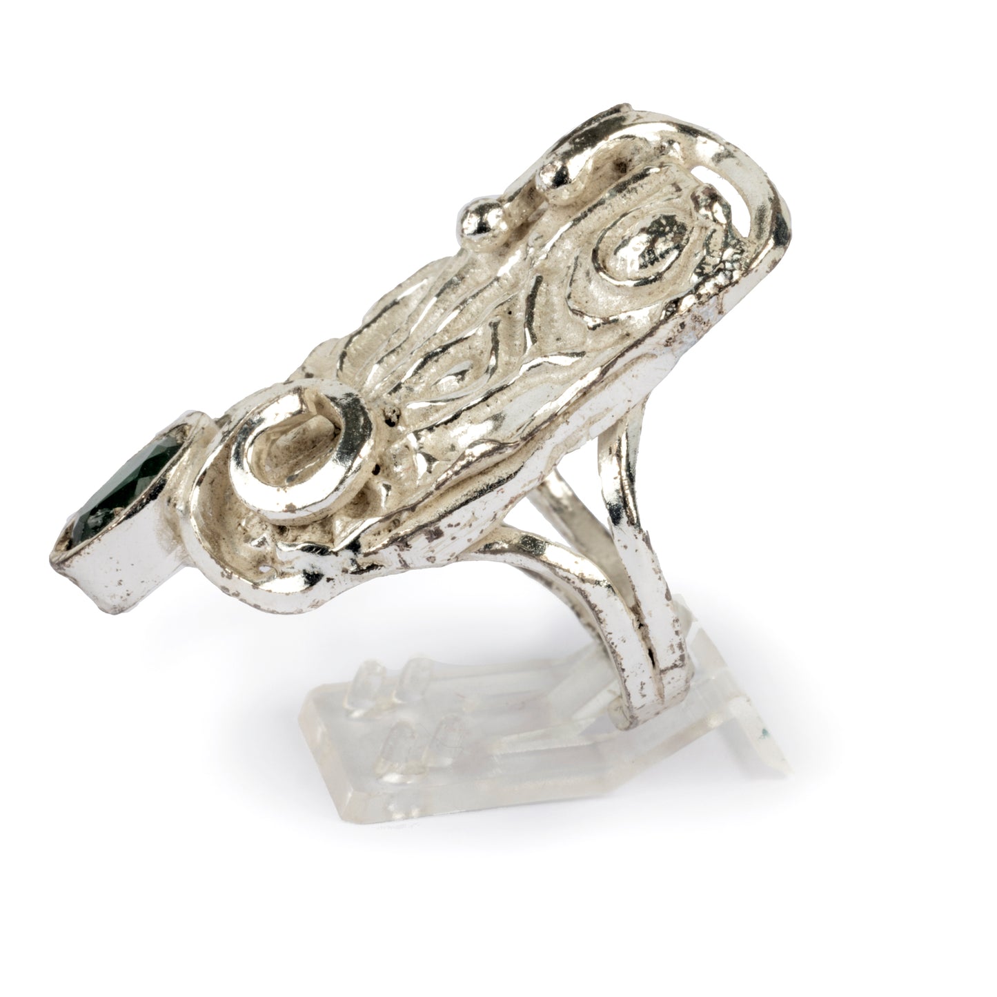 Anello argento 925 con tormalina verde