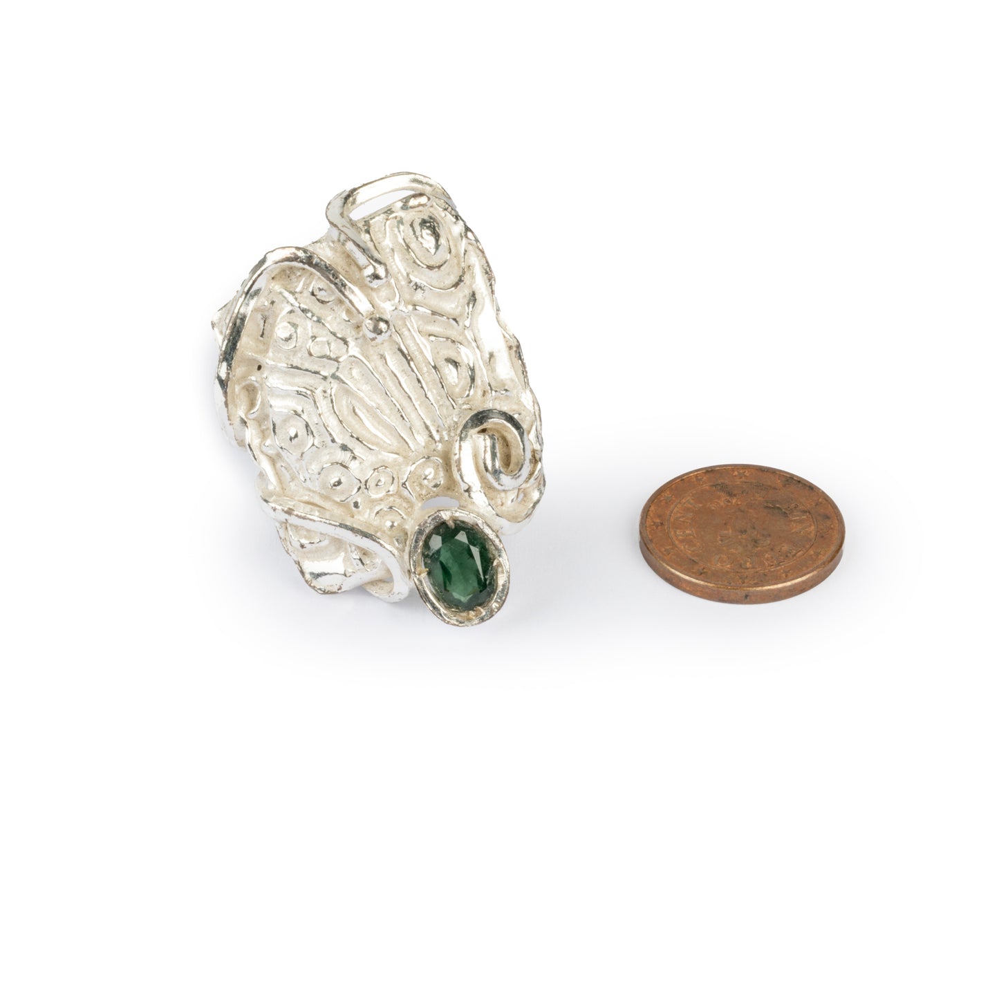 Anello argento 925 con tormalina verde