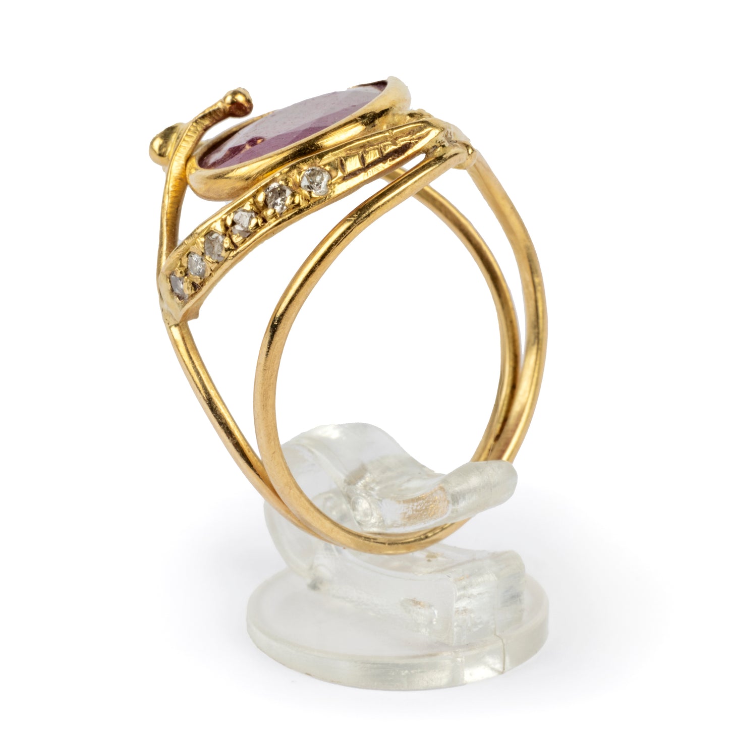 Anello oro 750 con rubino e diamante