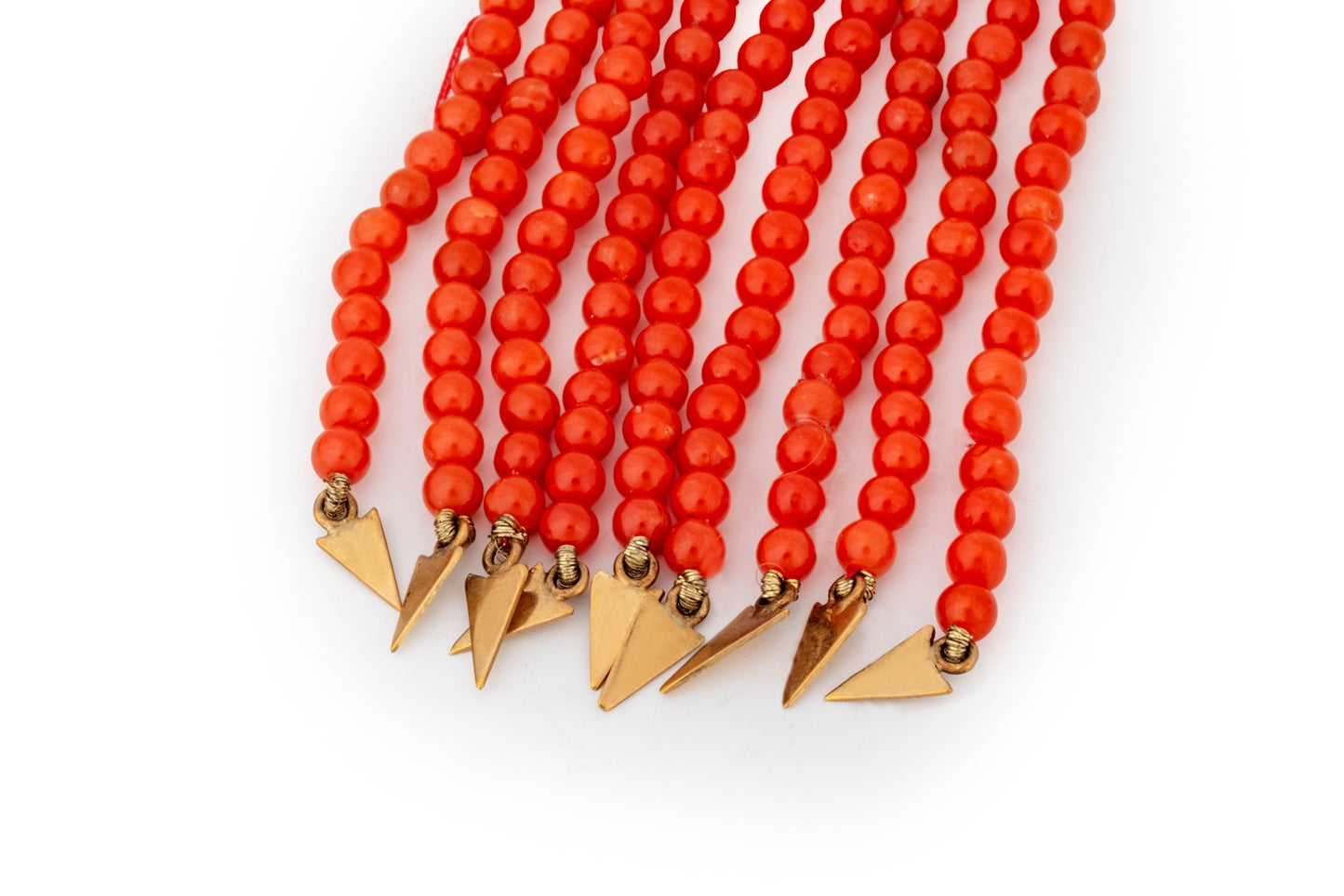 Coral thread drop earrings