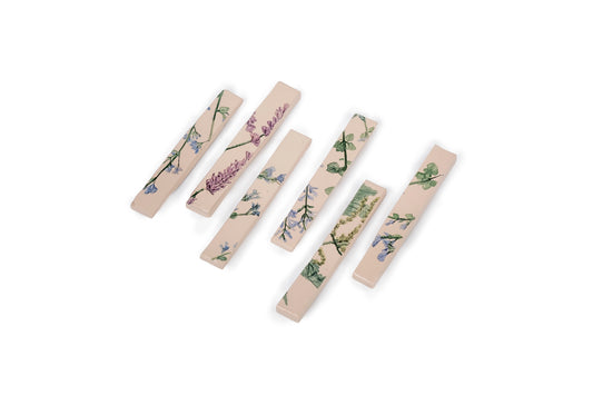Botanical cutlery rests or place card holders (6 pieces)