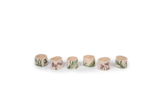 Botanical napkin ring set (6 pieces)