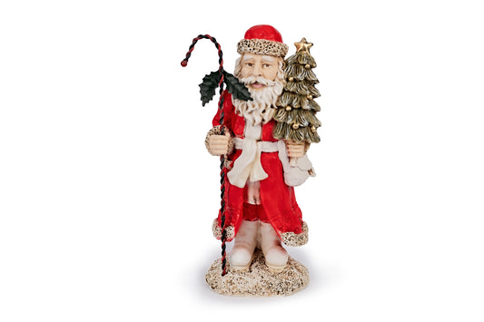 Babbo Natale con bastone e albero di Natale