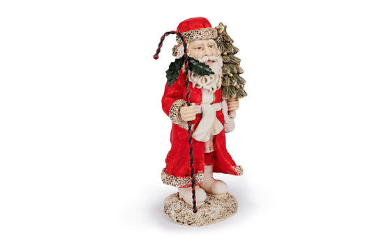 Babbo Natale con bastone e albero di Natale