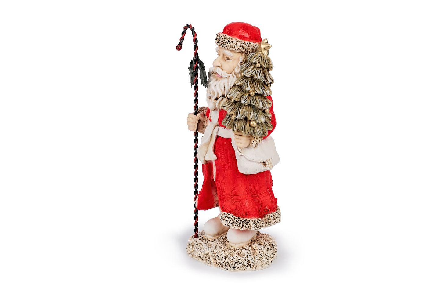 Babbo Natale con bastone e albero di Natale