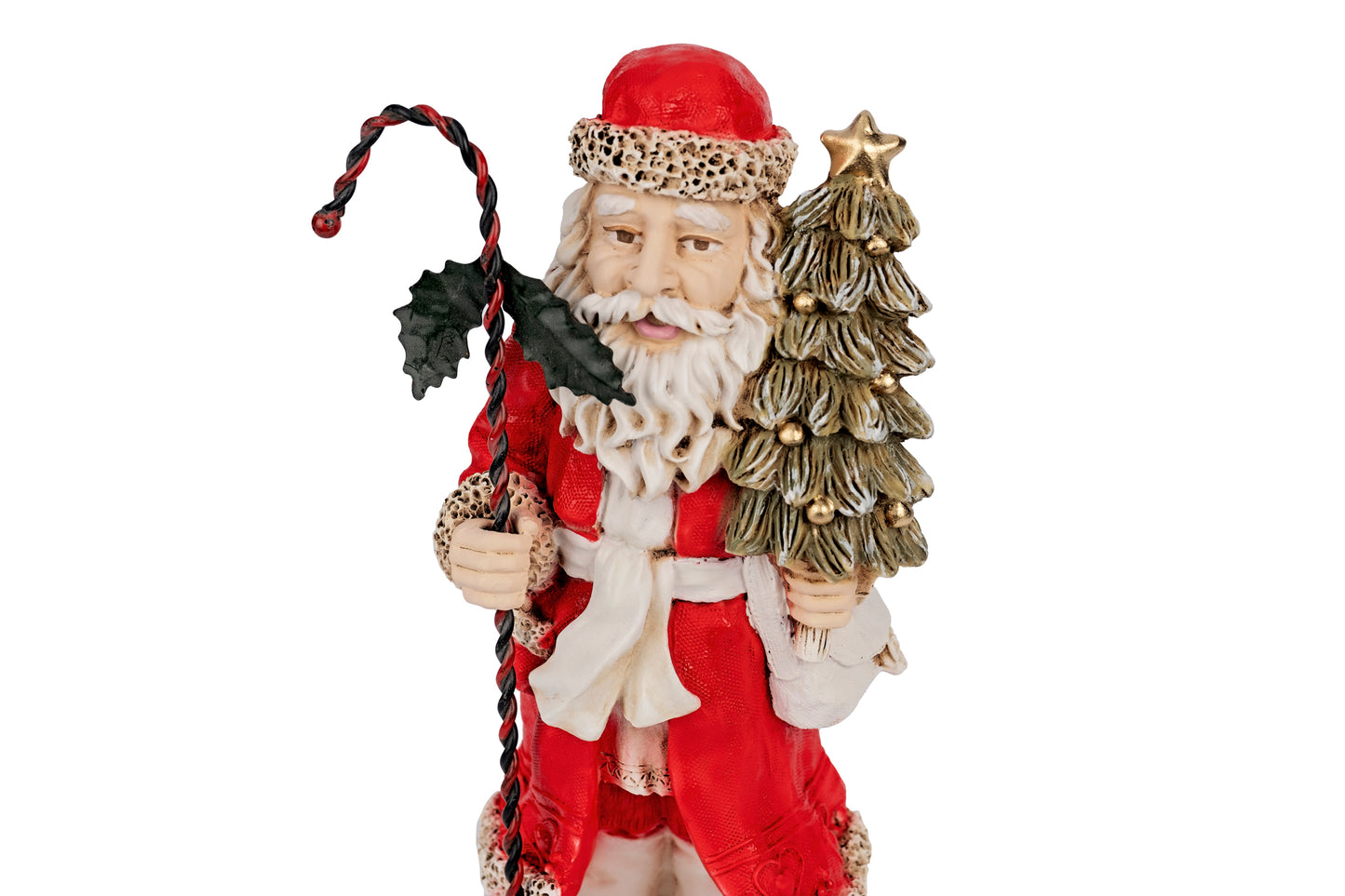 Babbo Natale con bastone e albero di Natale