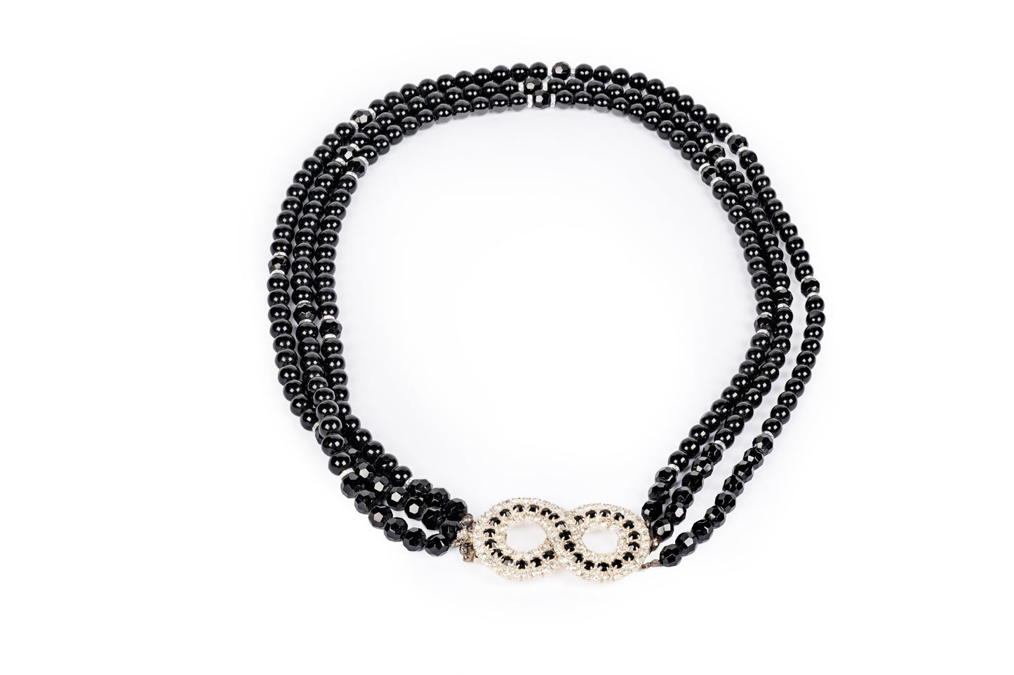 白黒クリスタルセンター3連ネックレス