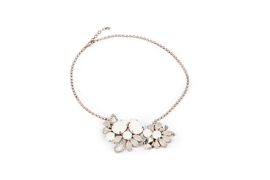Collier fiori con cristalli e pietre navette e goccia