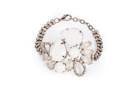 Bracciale fiori con cristalli e pietre navette e goccia