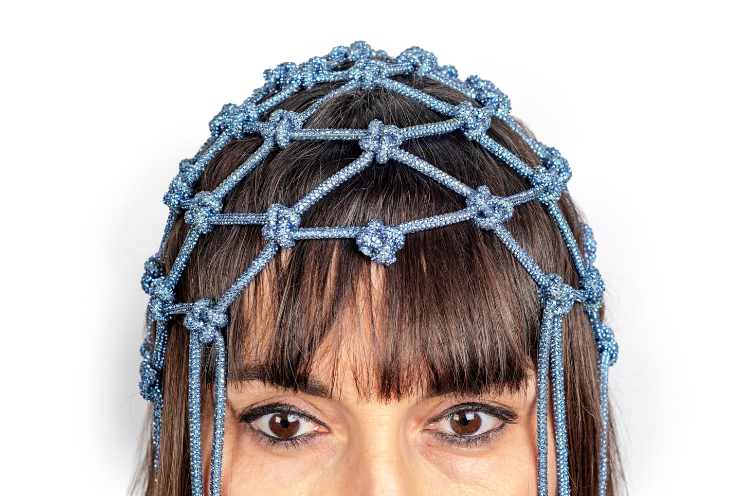 Mesh Hat strass con frange