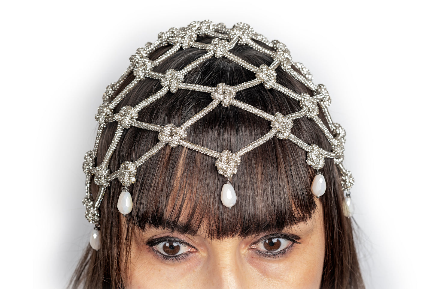 Mesh Hat strass con cristalli