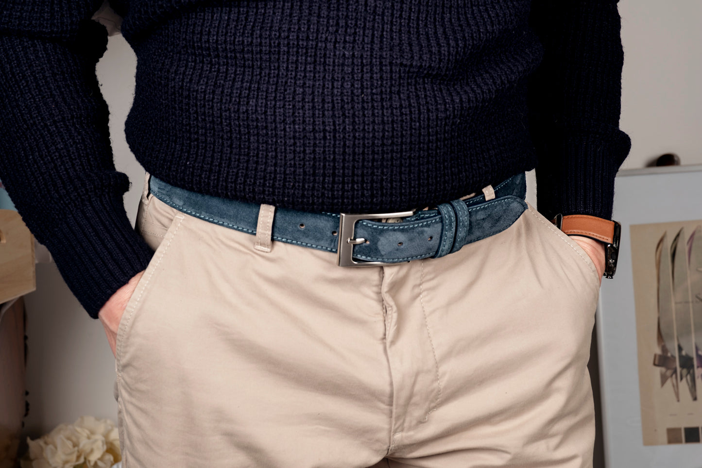 Cintura in scamosciato petrolio