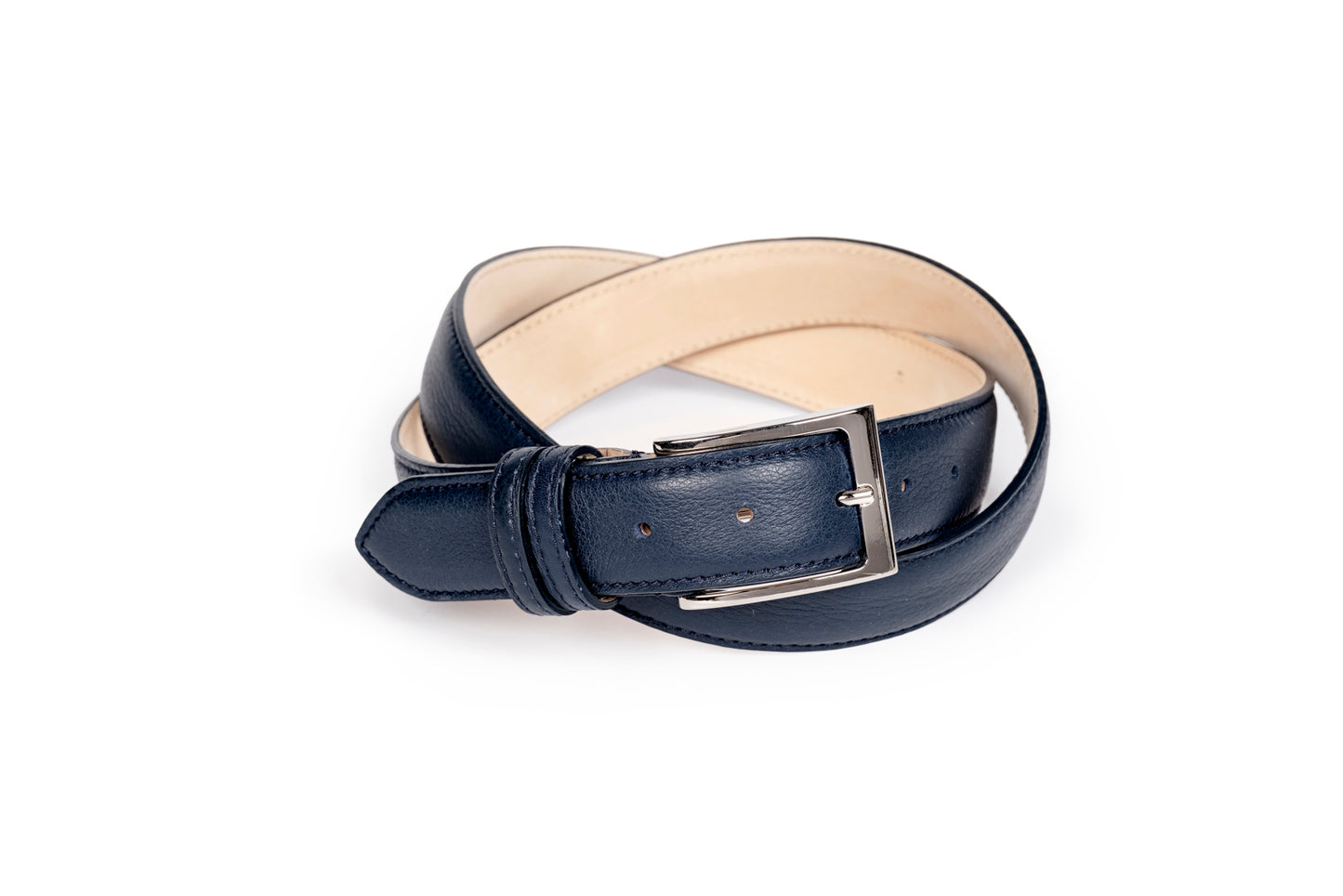 Cintura in vitello martellato blu