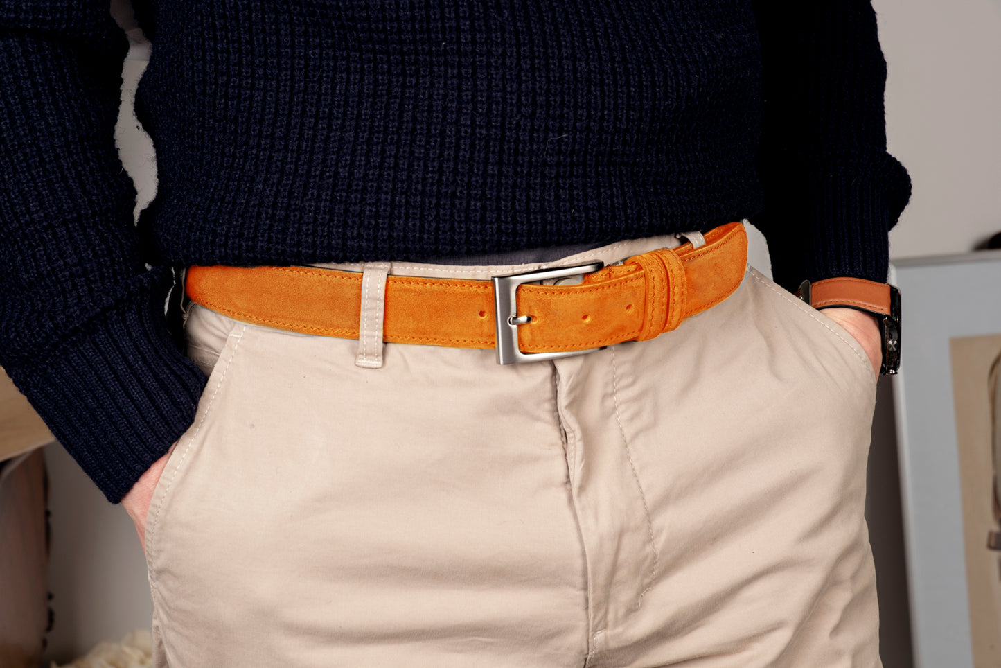 Cintura in scamosciato arancione