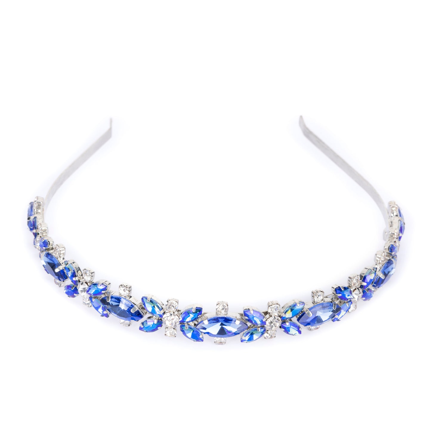 Cerchietto metallo con applicazioni cristalli Swarovski® blu