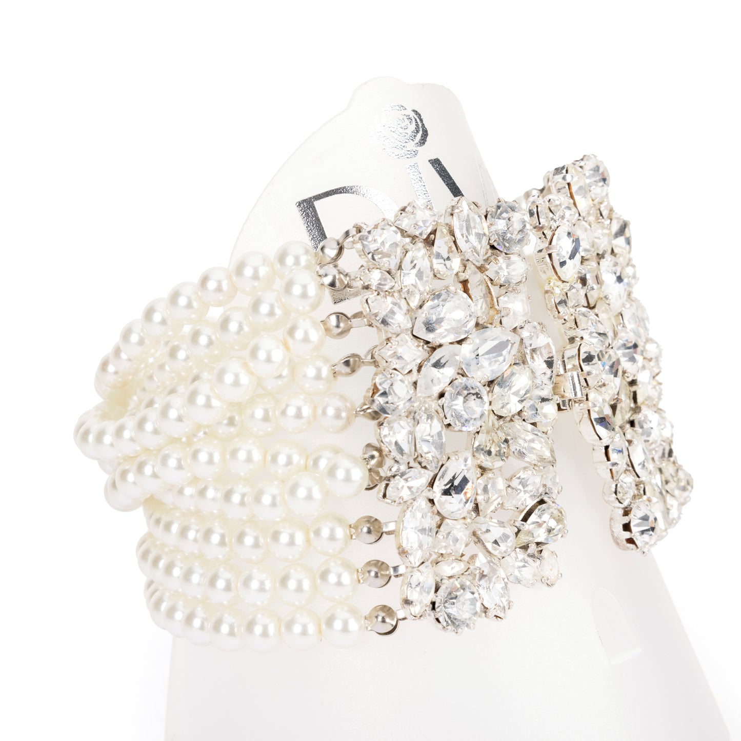 Bracciale cristalli Swarovski® fantasia sette fili di perle