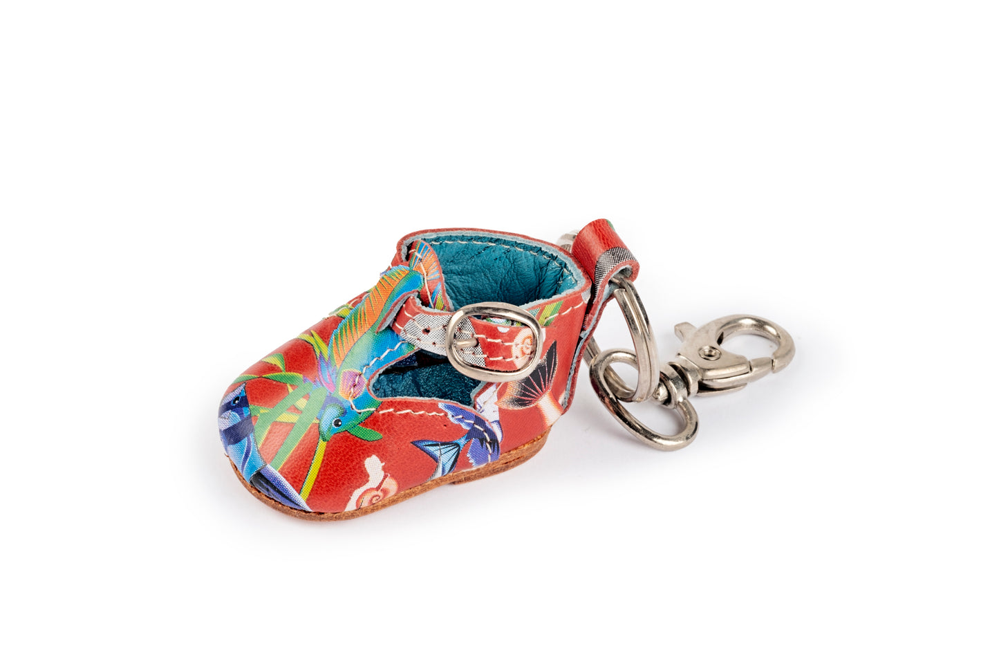 Portachiavi scarpina bebè rossa fantasia pesci