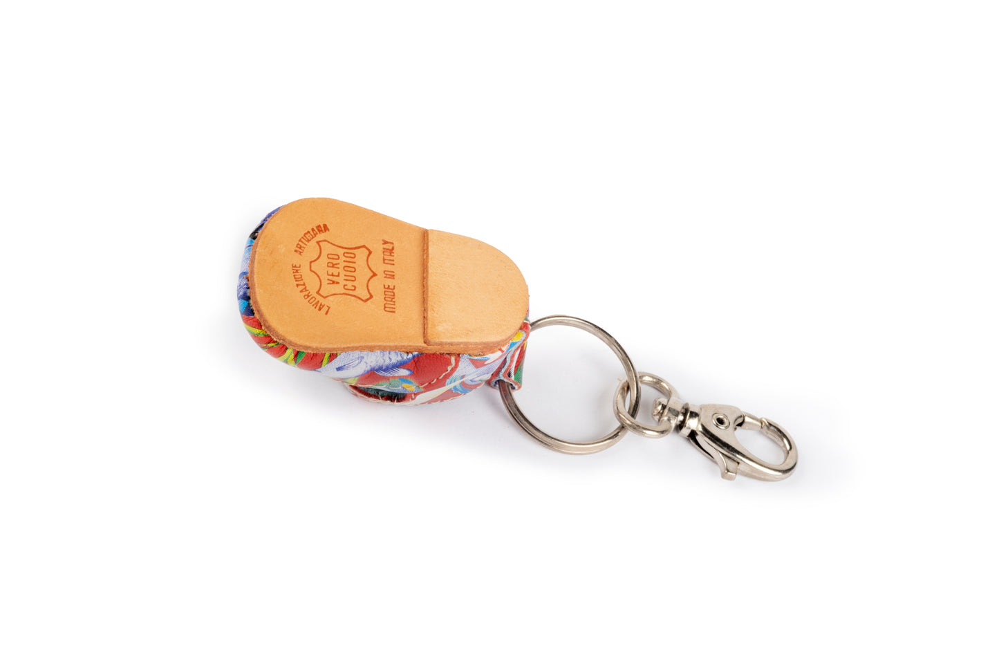 Portachiavi scarpina bebè rossa fantasia pesci