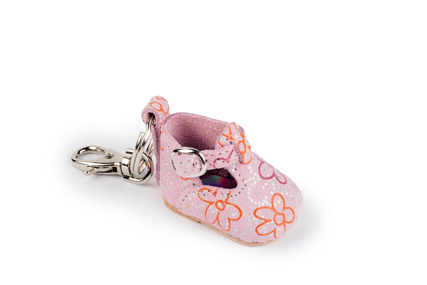 Portachiavi scarpina bebè rosa a fiori