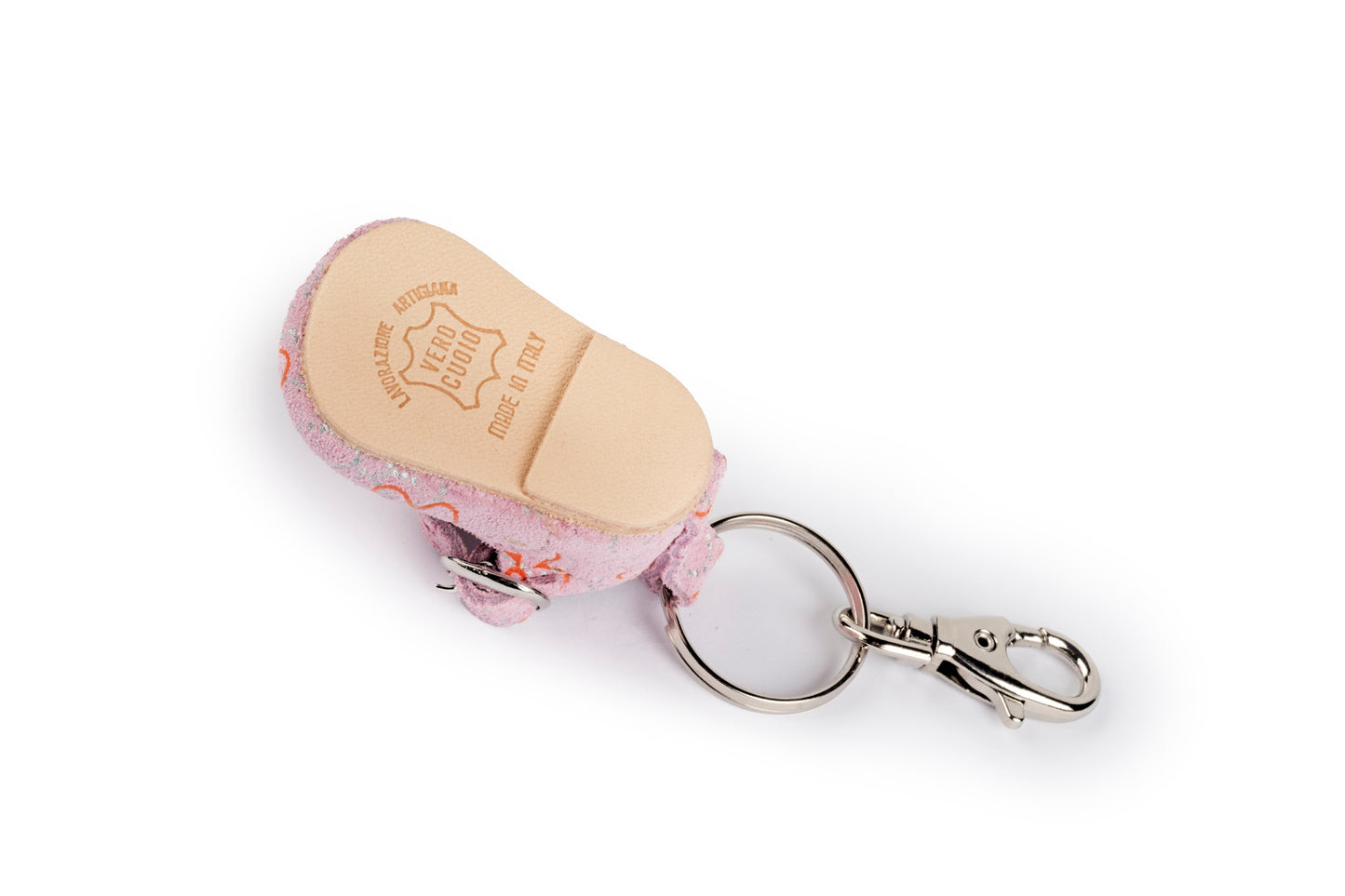 Portachiavi scarpina bebè rosa a fiori