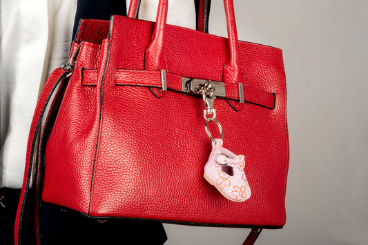 Portachiavi scarpina bebè rosa a fiori