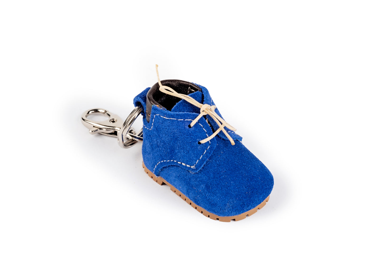 Portachiavi scarponcino blu in pelle