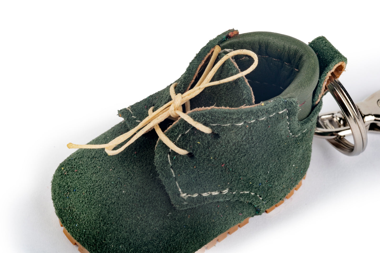 Portachiavi scarponcino verde in pelle