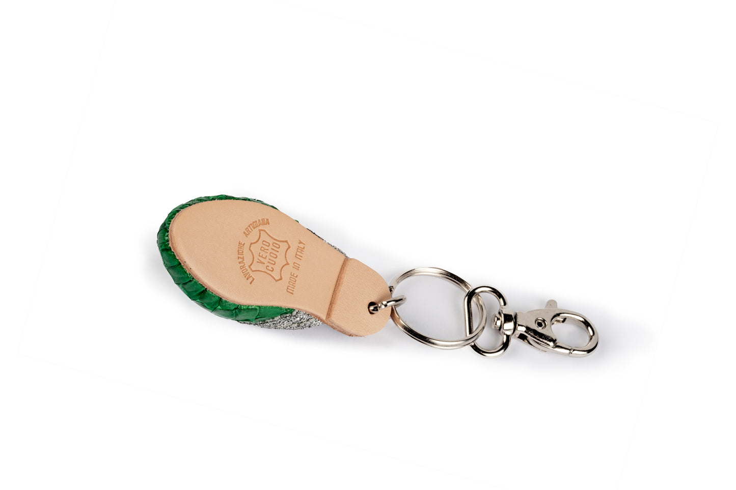 Portachiavi ciabattina pitonata verde