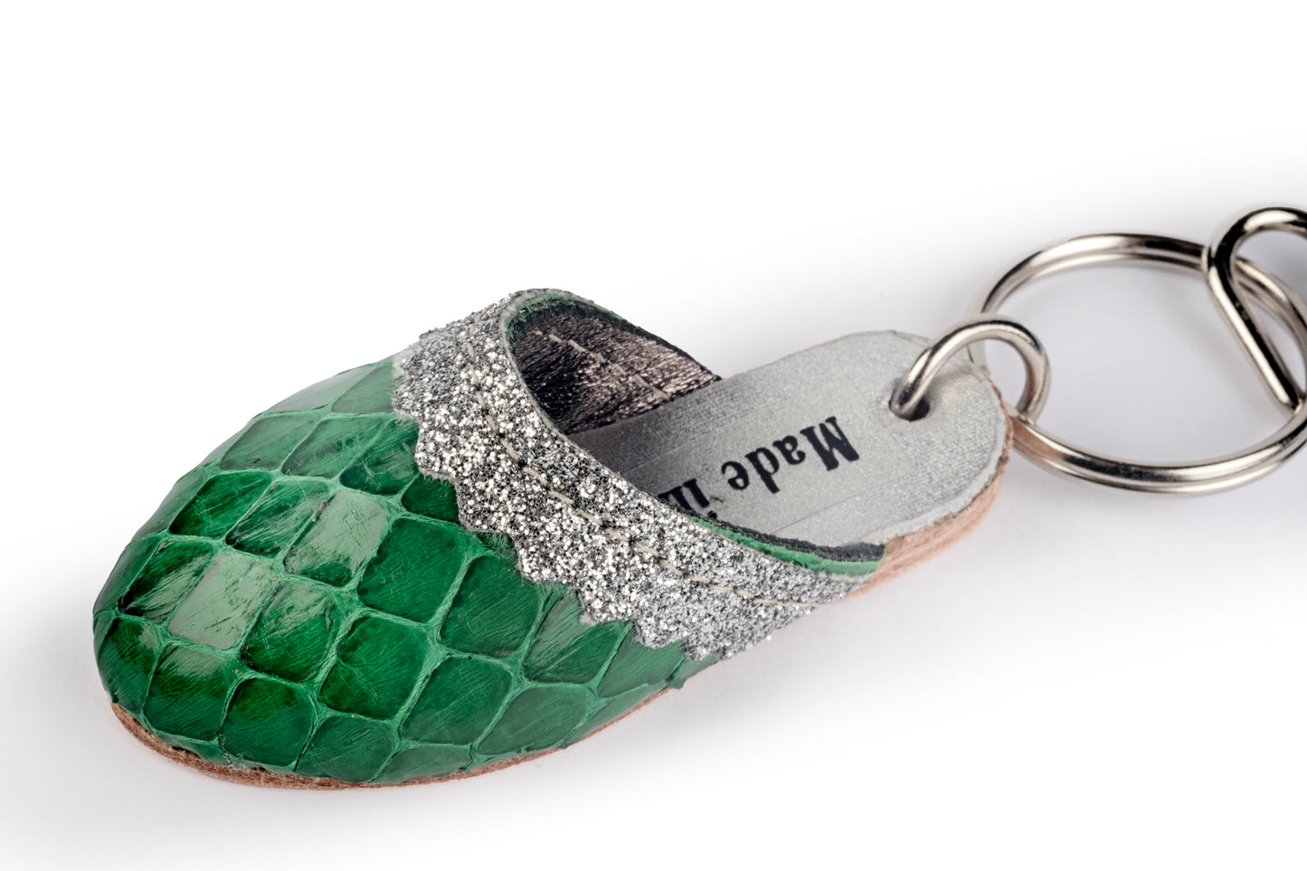 Portachiavi ciabattina pitonata verde