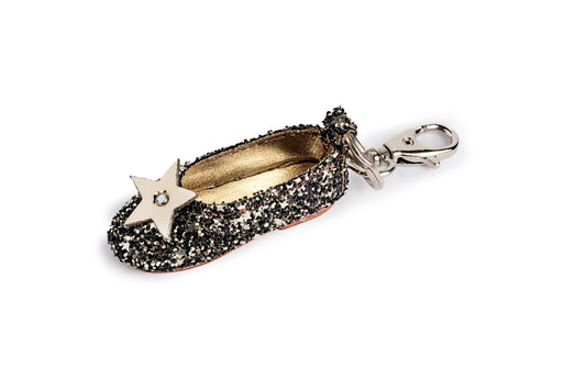 Portachiavi ballerina glitter oro e nero