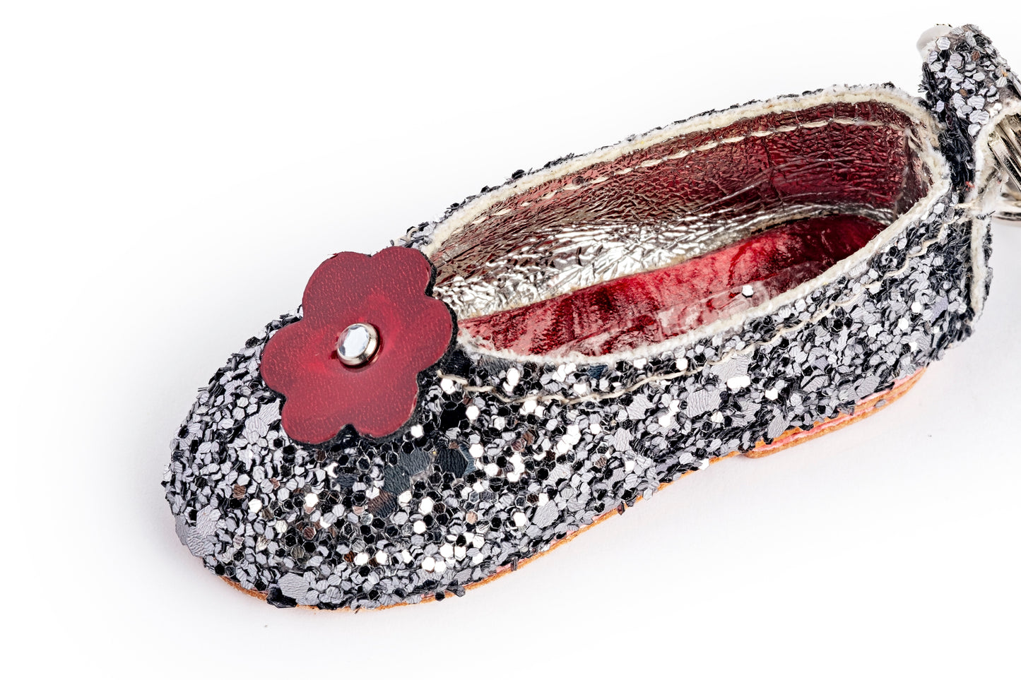 Portachiavi ballerina glitter argento