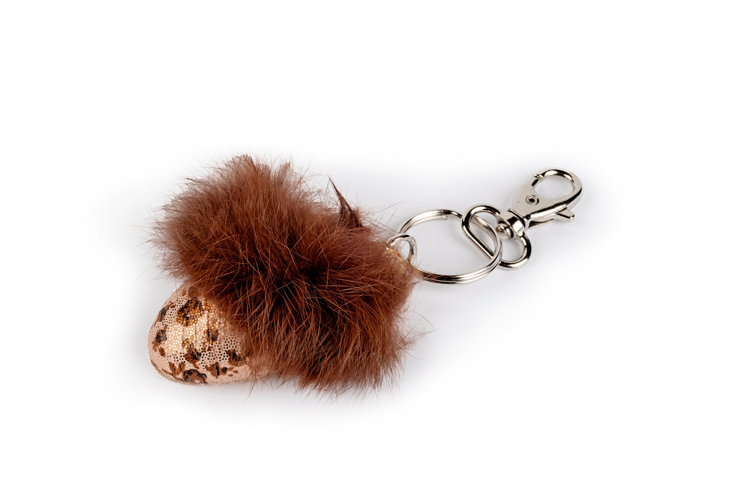 Portachiavi ciabattina toni del marrone con pelliccia