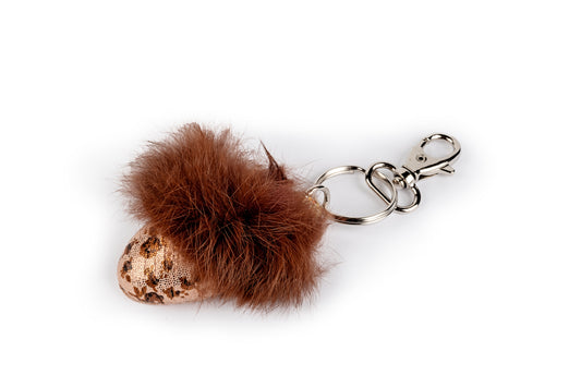 Portachiavi ciabattina toni del marrone con pelliccia