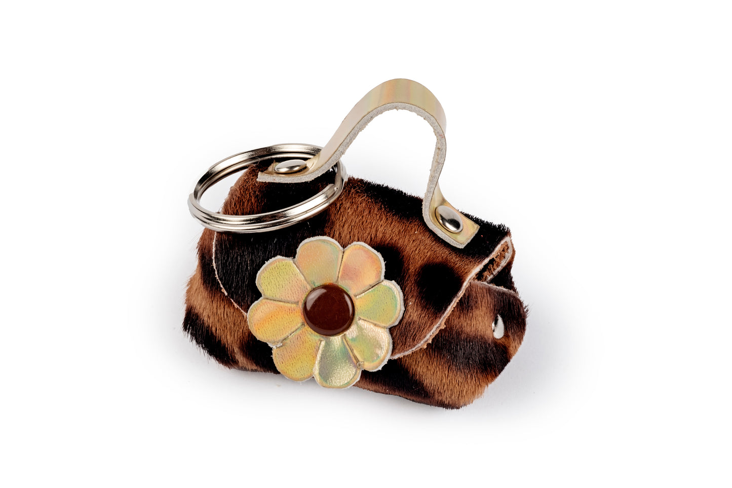 Portachiavi borsetta baby maculata marrone